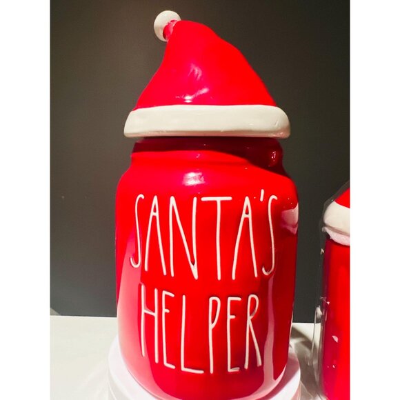 Rae Dunn Santa’s Helper Red Canister Mug Set  | Holiday Kitchen Decor - Picture 4 of 8